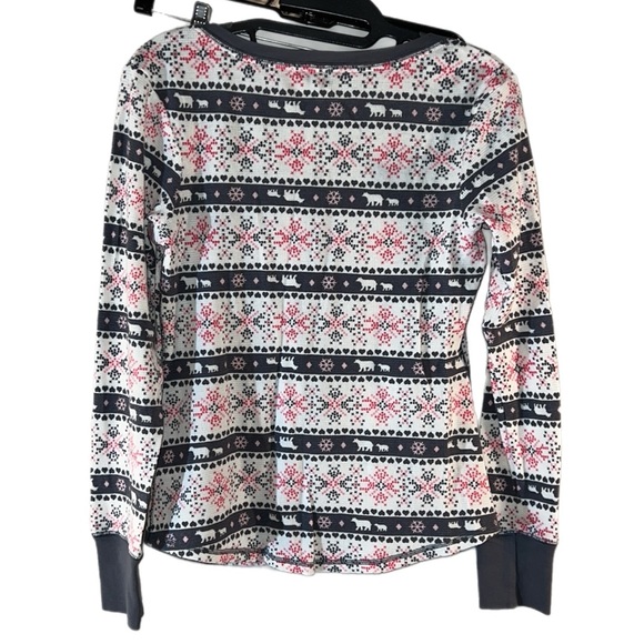 EUC Victoria's Secret Snowflake Thermal Pajamas Grey Pink S - Picture 4 of 11